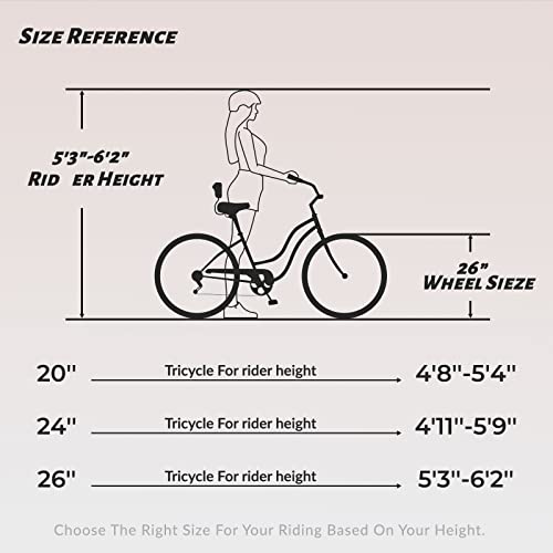 NAIZEA Adult Tricycle 7 Speed Three Wheel Cruiser Bike 20/24/26 inch with Large Basket Apple Green