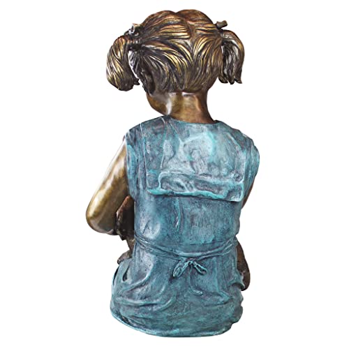 Design Toscano Savannah Girl with Dog Garden Statue Cast Bronze Two Tone Bronze & Verdigris