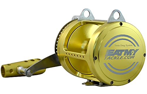 EAT MY TACKLE 50 Wide 2 Speed Fishing Reel with 160-200 Pound Tournament Rod
