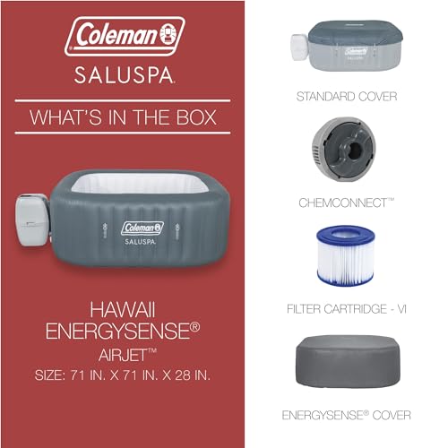 Bestway Coleman Hawaii AirJet Large Square Inflatable Hot Tub Gray