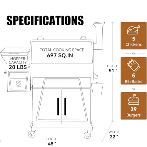 Z GRILLS 700D6 Electric Pellet Grill & Smoker Bronze