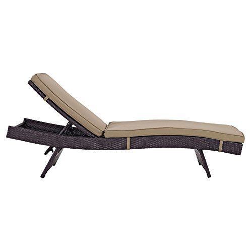 Modway Convene Wicker Rattan Outdoor Patio Chaise Lounge Chairs Set of 4 Mocha