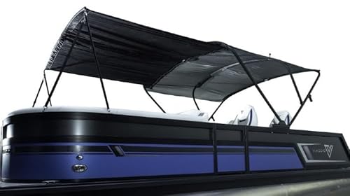 RestorePontoon PowerArm Bimini Kit Silver Frame Burgundy Top and Boot