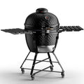 LuauCrafter 24-Inch Ceramic Charcoal Grill and Smoker with Cart Black