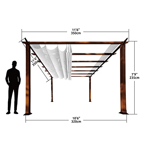 Paragon Outdoor 11'x11' Aluminum Pergola with Retractable Canopy Off-White