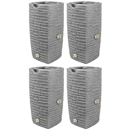 Good Ideas Impressions Riverwalk 50 Gallon Faux Slate Dual Spigot Rain Barrel Dark Granite