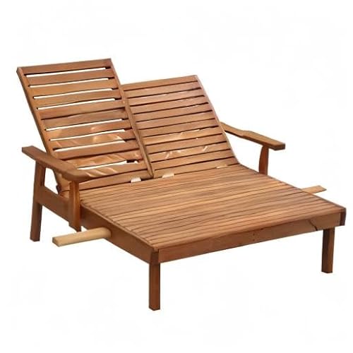 Best Redwood 45" Solid Wood Outdoor Double Chaise Lounge Natural 1905 Super Deck