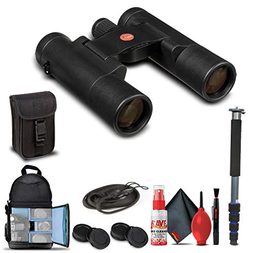 Leica 10x25 Ultravid BR Binoculars Black with Backpack, Monopod, Cleaning Set, Cap Keepers, Neck Strap
