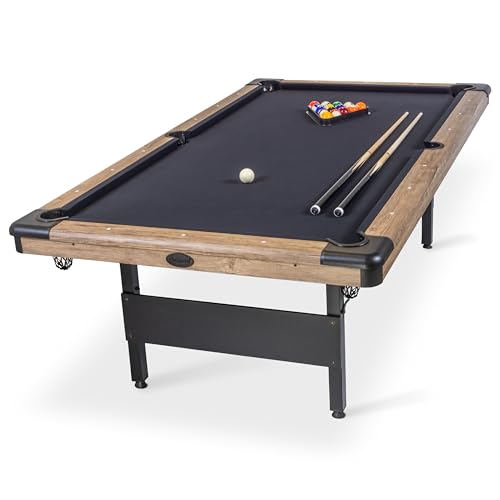 GoSports Portable 8ft Pool Table No Assembly Required Oak Black