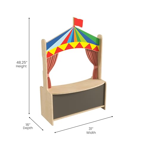 Classroom Essentials Wooden Puppet Theater with Chalkboard Beech