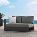Modway Tahoe Aluminum Modular Outdoor Patio Couch with Weather-Resistant Cushions Gray Charcoal
