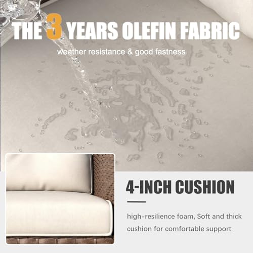 LayinSun 6 Pieces Patio Furniture Set with Swivel Chairs Brown/Beige