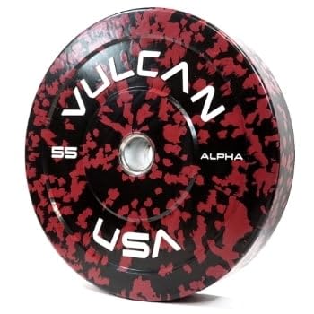 VULCAN 230 lb Alpha Bumper Plate Set Blue Fleck Yellow Fleck Green Fleck Grey Fleck