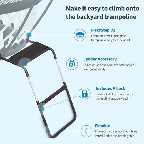 Springfree Jumbo Oval Trampoline 12' x 19' with FlexrStep V2 Ladder Black