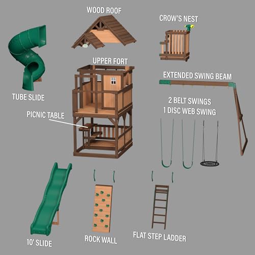 Backyard Discovery Skyfort Cedar Swing Set Light Brown