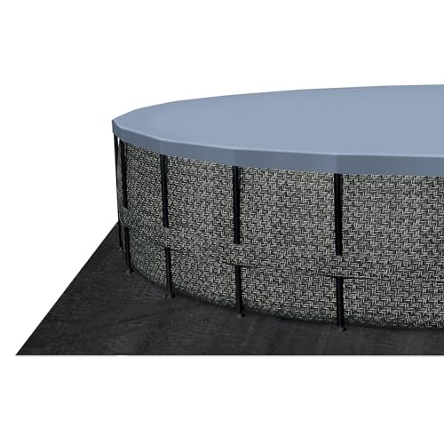 Funsicle Oasis Designer Round Frame Above Ground Pool with Filter Pump and Cover Dark Herringbone