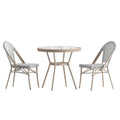 Flash Furniture Marseille Indoor/Outdoor Bistro Set - Tempered Glass Table & 2 Chairs - Black & White Textilene/Light Natural Frame