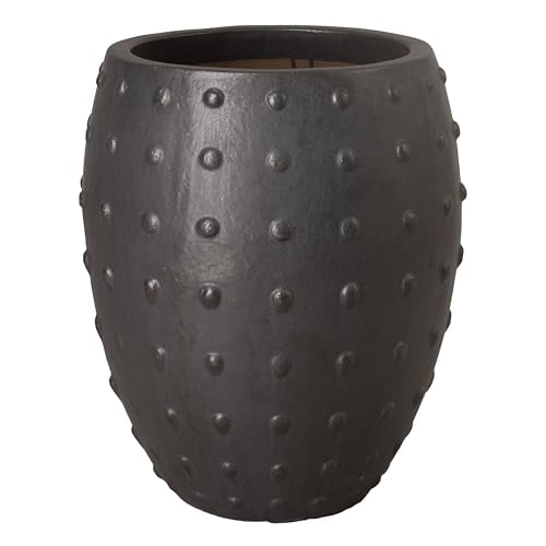Emissary Matte Black Stoneware Round Planter 20in. L x 26in. H