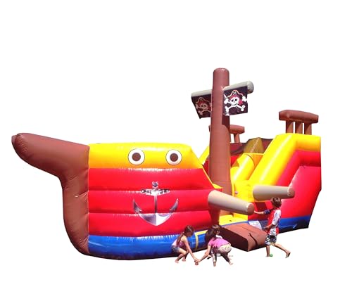 JumpOrange 15' Pirate Ship Bounce House Water Slide Combo Red