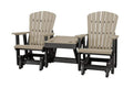 DutchCrafters Slat Fan Back Double Poly Adirondack Glider Outdoor Patio Chairs Black & Weatherwood