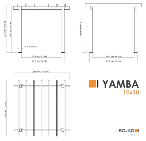 Sojag Yamba 10' x 10' Weather-Resistant Aluminum Pergola Gazebo Black