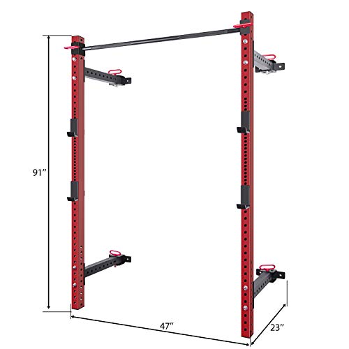 CUAUC Wall Mounted Folding Squat Rack Red