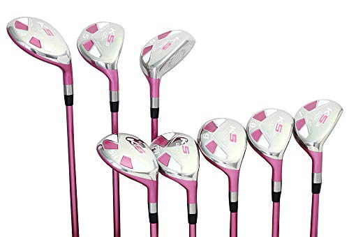 Majek Pink Ladies Golf Hybrids Irons Set Ultra Light Weight Forgiving Fuchsia Woman
