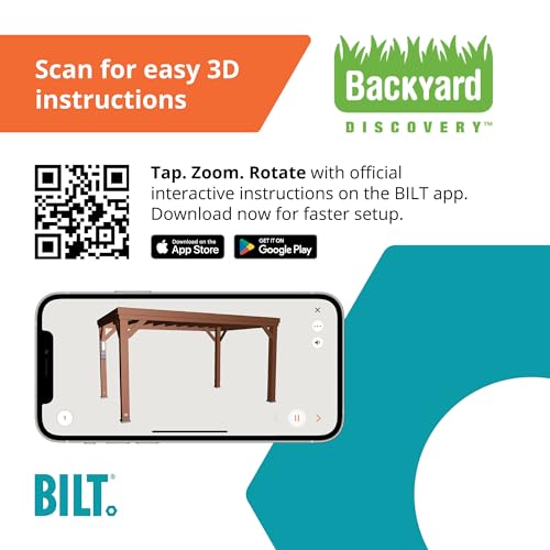 Backyard Discovery Brockton 14' x 10' Modern Cedar Wood Pergola Kit Dark Walnut