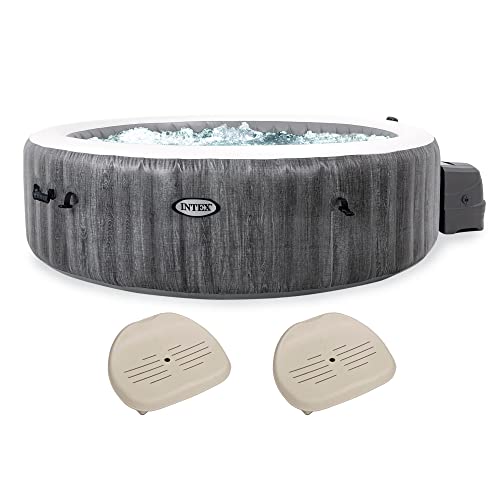 Intex PureSpa Plus Portable Inflatable Hot Tub with Non-Slip Seat Gray