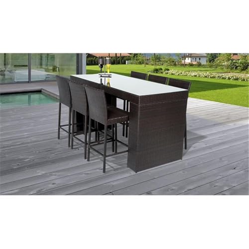 Afuera Living 7-Piece Bar Table Set with Barstools Outdoor Patio Furniture