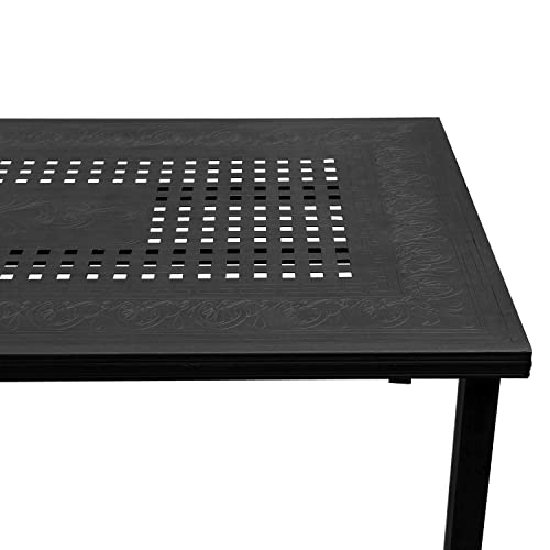 Oakland Living Modern Outdoor Mesh Lattice Aluminum Dining Set with Eight Arm Chairs Black