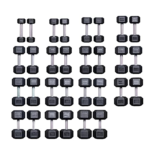 REP Rubber Hex Dumbbell Set 5-75 lb Low Odor Set B