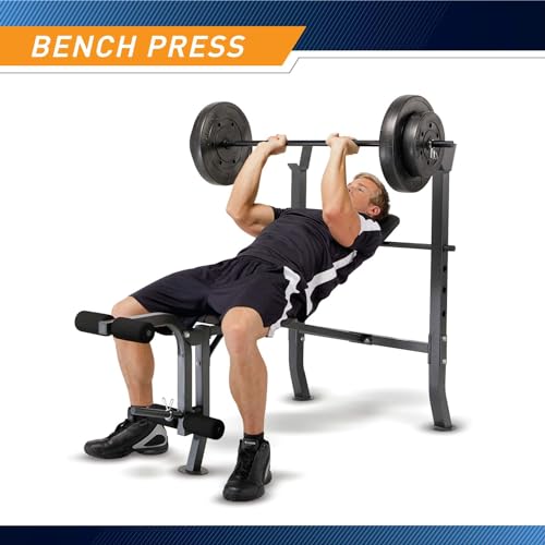 MARCY Diamond Elite MD Standard Bench with 100 lb. Weight Set Black