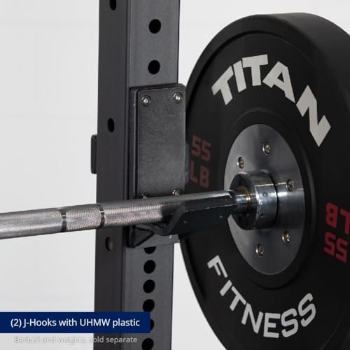 Titan Fitness X-3 Series Tall Bolt-Down Power Rack with Weight Holders 24-in Depth Black