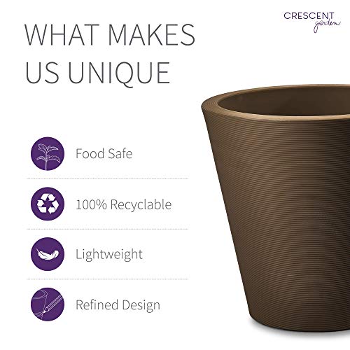 Crescent Garden Madison Planter Double-Walled Plant Pot 34-Inch Mocha