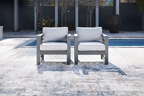 Signature Design by Ashley Outdoor Amora HDPE Patio Lounge Chair 2 Count Grey