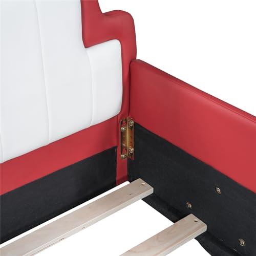 Merax Race Car Twin Bed Frame with Wheels Red