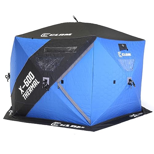 CLAM X-600 Portable 6 Person Thermal Hub Shelter Tent for Ice Fishing