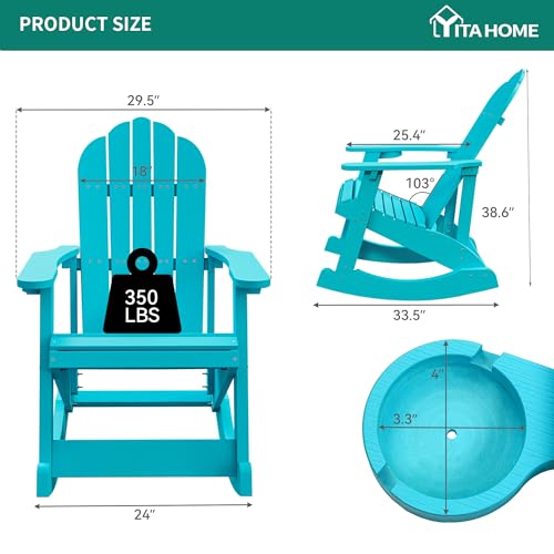 YITAHOME Outdoor Rocking Adirondack Chair Set of 4 Green