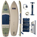 ISLE Surf and SUP Inflatable Hybrid Kayak-Stand Up Paddle Board Bundle Seafoam/Navy