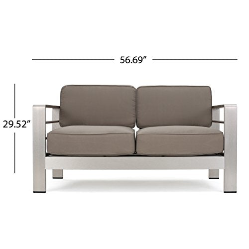 Christopher Knight Home Cape Coral 5-Piece Outdoor Chat Set with Fire Table Grey / Light Grey