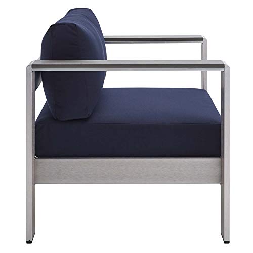 Modway Shore 7 Piece Outdoor Patio Aluminum Sectional Sofa Set Blue
