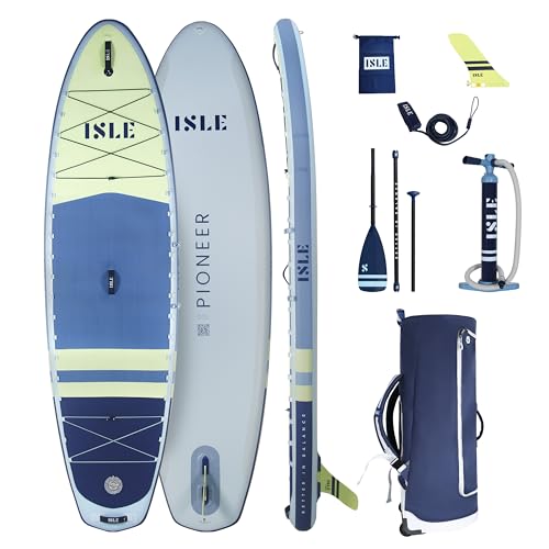 ISLE Surf and SUP Pioneer 3.0 Inflatable Stand Up Paddle Board Ice/Lumin/Slate