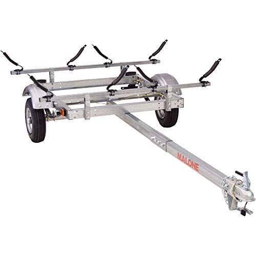 Malone EcoLight 2-Boat V-Rack Kayak Trailer Package Silver
