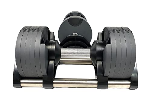 Bolt Fitness Supply NUOBELL Adjustable Dumbbell Pair Black Silver | 5-50LB, Multiple Weight Levels, One-Hand | Strength Training Equipment