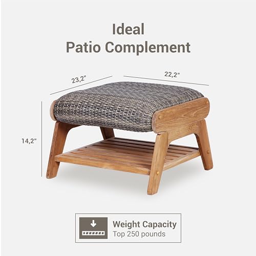 Cambridge Casual Auburn Teak Wood Padded Upholstered Patio Conversation Set 5 Pieces