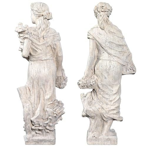 Design Toscano Flora and Proserpina Outdoor Garden Statues Set of Two 44 inch Antique Stone