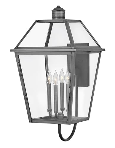 Hinkley Nouvelle Collection Four Light Outdoor Large Wall Lantern Blackened Brass