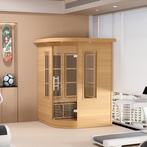 VEVOR 2 Person Far Infrared Hemlock Wood Sauna Brown