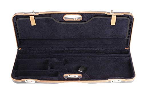 Negrini OU Deluxe High Rib Skeet Shotgun Case with Tube Set Navy/Tobacco Leather/Navy